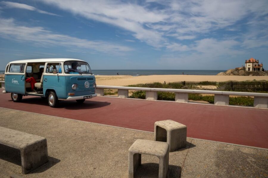 Best views to Porto from Gaia. VW Kombi tour with cocktail - Cruising past the Douro: Marina da Afurada and port wine cellar views
