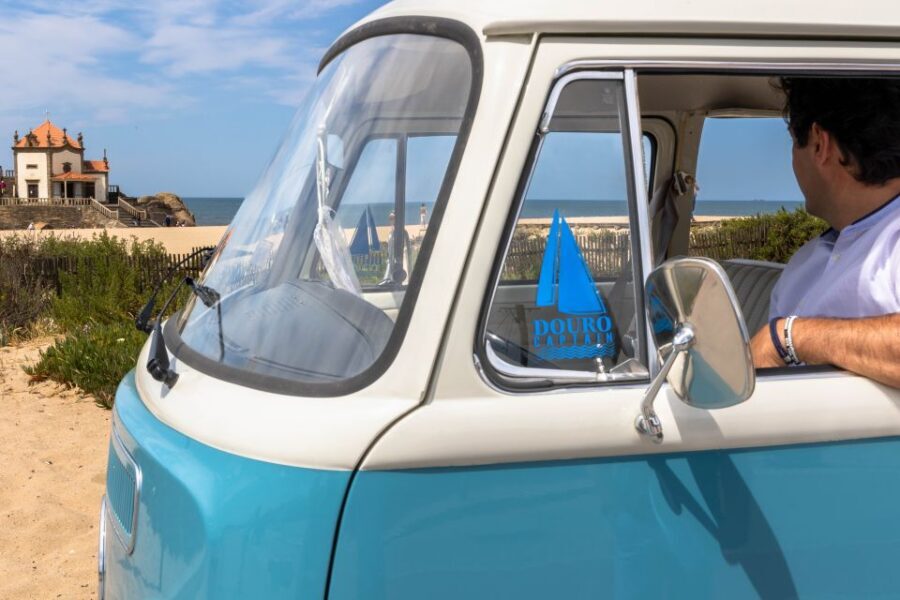 Best views to Porto from Gaia. VW Kombi tour with cocktail - Senhor da Pedra: the small church on the rock, photo finale